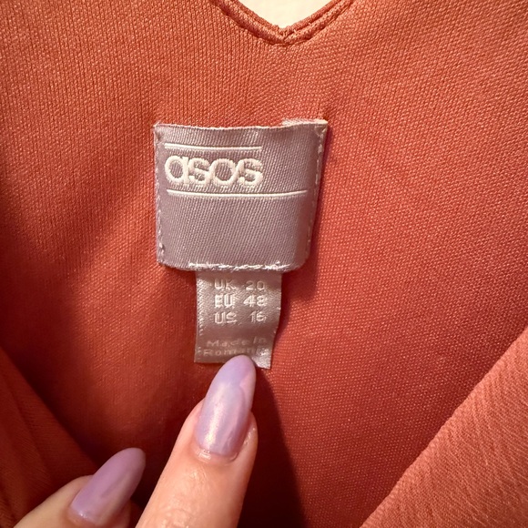 ASOS Women's Rust Ruffle V-Neck Maxi Dress - Picture 4 of 5